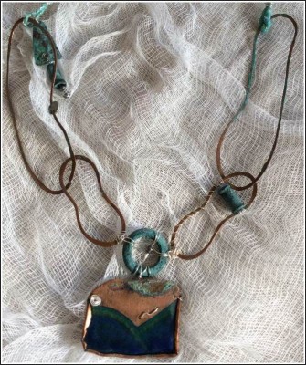 Close up of Blue Dreaming Neckpiece by Annie Desantis