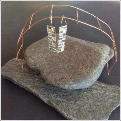 Pure silver geometric rectangle earrings by Annie Desantis