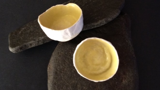 Tiny encaustic bowls by Annie Desantis